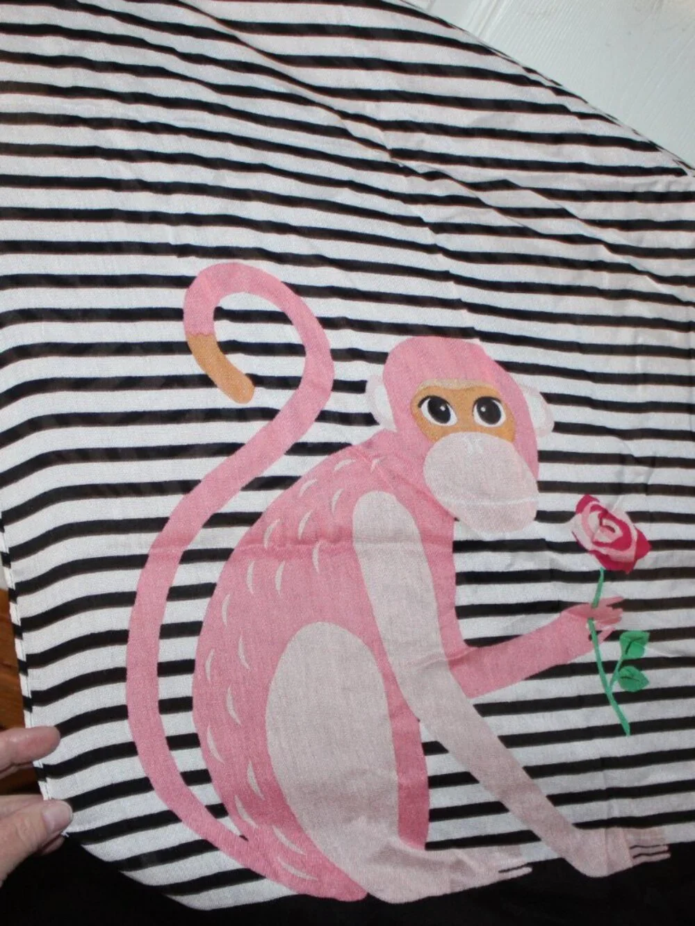 NWT Kate Spade Monkey Striped Oblong Scarf SO CUTE!!!!! - Picture 7 of 7